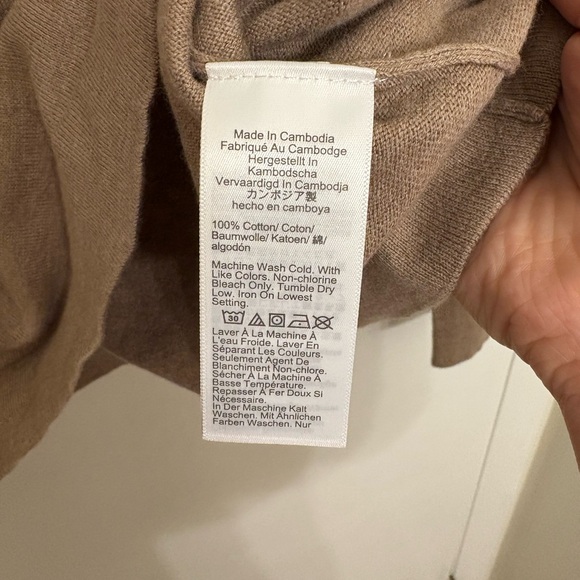 NWT J.Crew Factory Cotton Ruffleneck Sweater Hthr Mushroom color Women’s size L - Picture 6 of 7